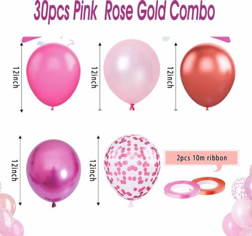 Pink Purple Blue Balloons for Girls Party, Pastel Balloons Garland Arch Kit with Pink Candy Foil Balloon for Birthday, Bridal Shower Decorations (Pink Rose Gold) - Image 3