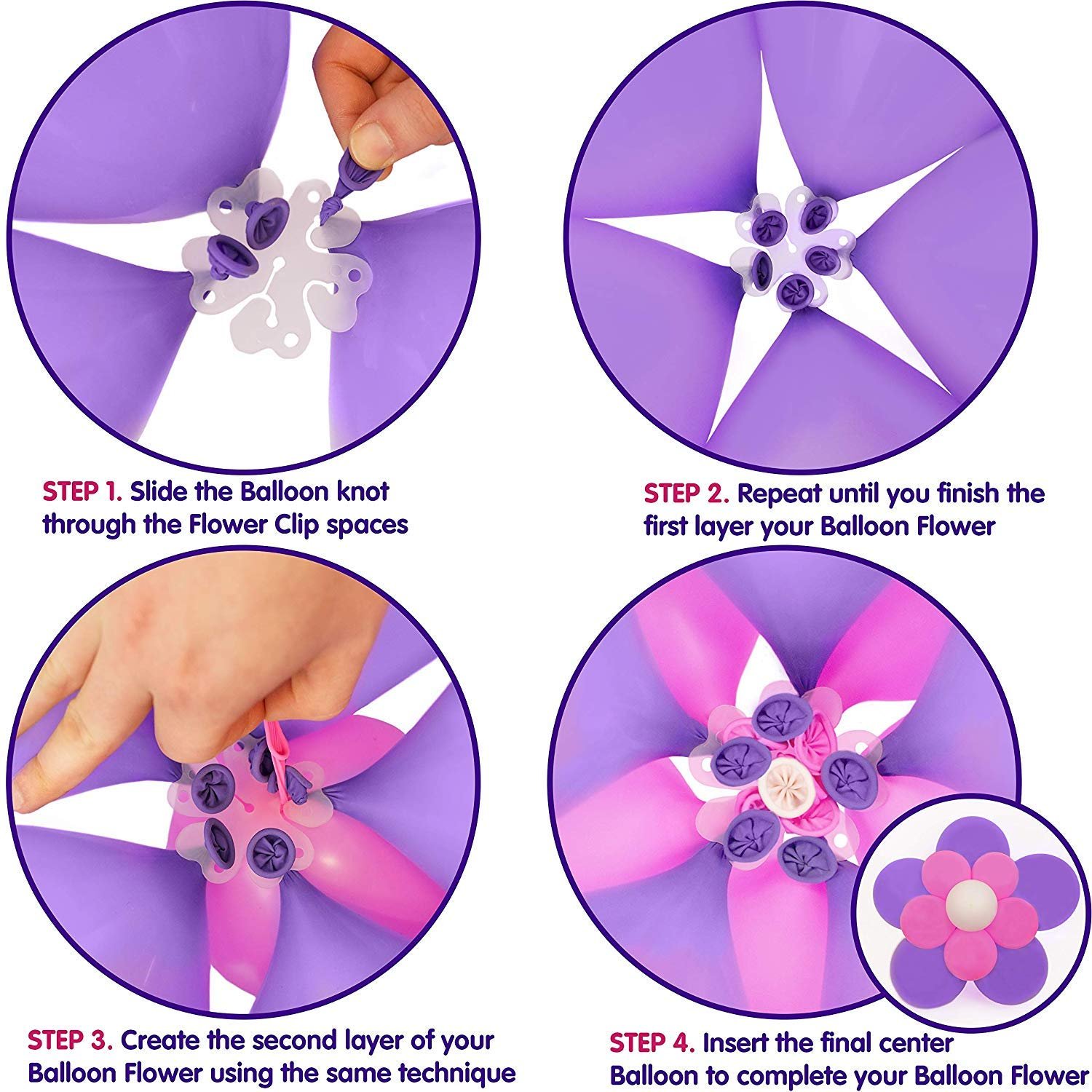 12 Pcs Reusable Portable Flower Shape Balloon Clips Holder for Wedding Event Decorations Birthday Party Supplies(White)(Plastic) - Image 2