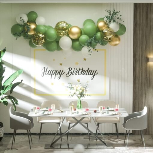 12 inches Sage Green Gold Confetti Balloons 60 Pack White Olive Green Gold Metallic Latex Party Balloon for Birthday Wedding Bridal Shower Supplies - Image 3