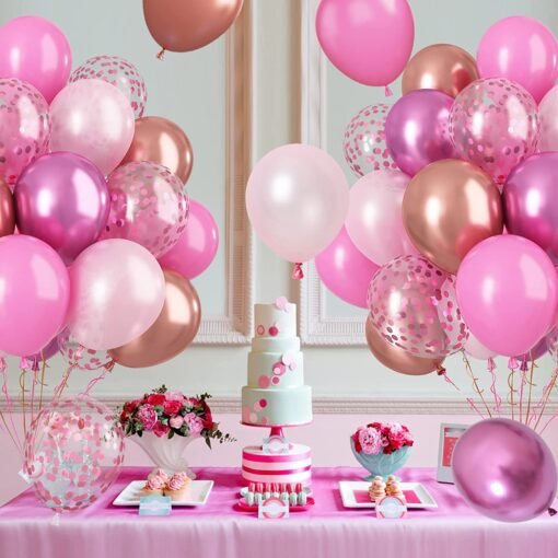 Pink Purple Blue Balloons for Girls Party, Pastel Balloons Garland Arch Kit with Pink Candy Foil Balloon for Birthday, Bridal Shower Decorations (Pink Rose Gold) - Image 5