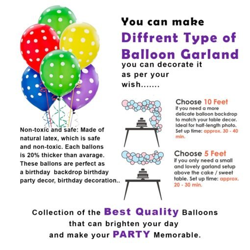 Happy Birthday Decoration Kit Combo - 23Pcs Multicolor 4th Birthday Decoration Combo For Kids With Polka Dotted Balloons, Birthday Foil Balloons, No.4 Golden Foil Balloons - Image 3