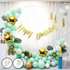 Green Birthday Decoration Kit - 43 Pcs Set, Birthday Decoration Items For Boy, Girl | Happy Birthday Banner(Cardstock) | Green Metallic Balloons | Arch Strip, Balloon Pump For Decoration