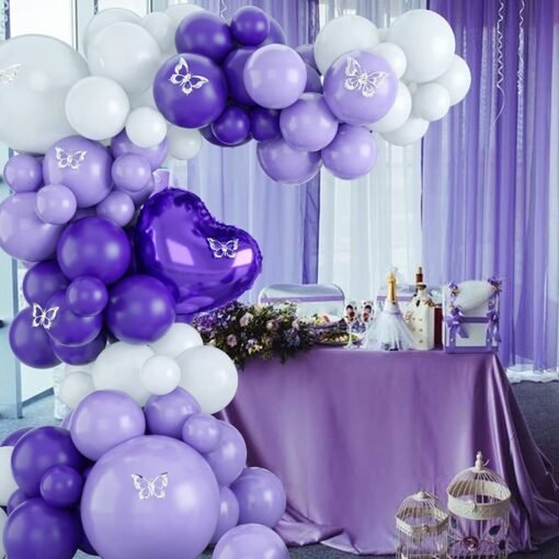 Purple Theme Party Balloons for Birthday, 65pcs Purple Balloons Garland Arch Kit, Pastel Purple Balloons Arch Kit with Heart Shaped Foil Balloon for Birthday Decoration Baby Shower Wedding - Image 5