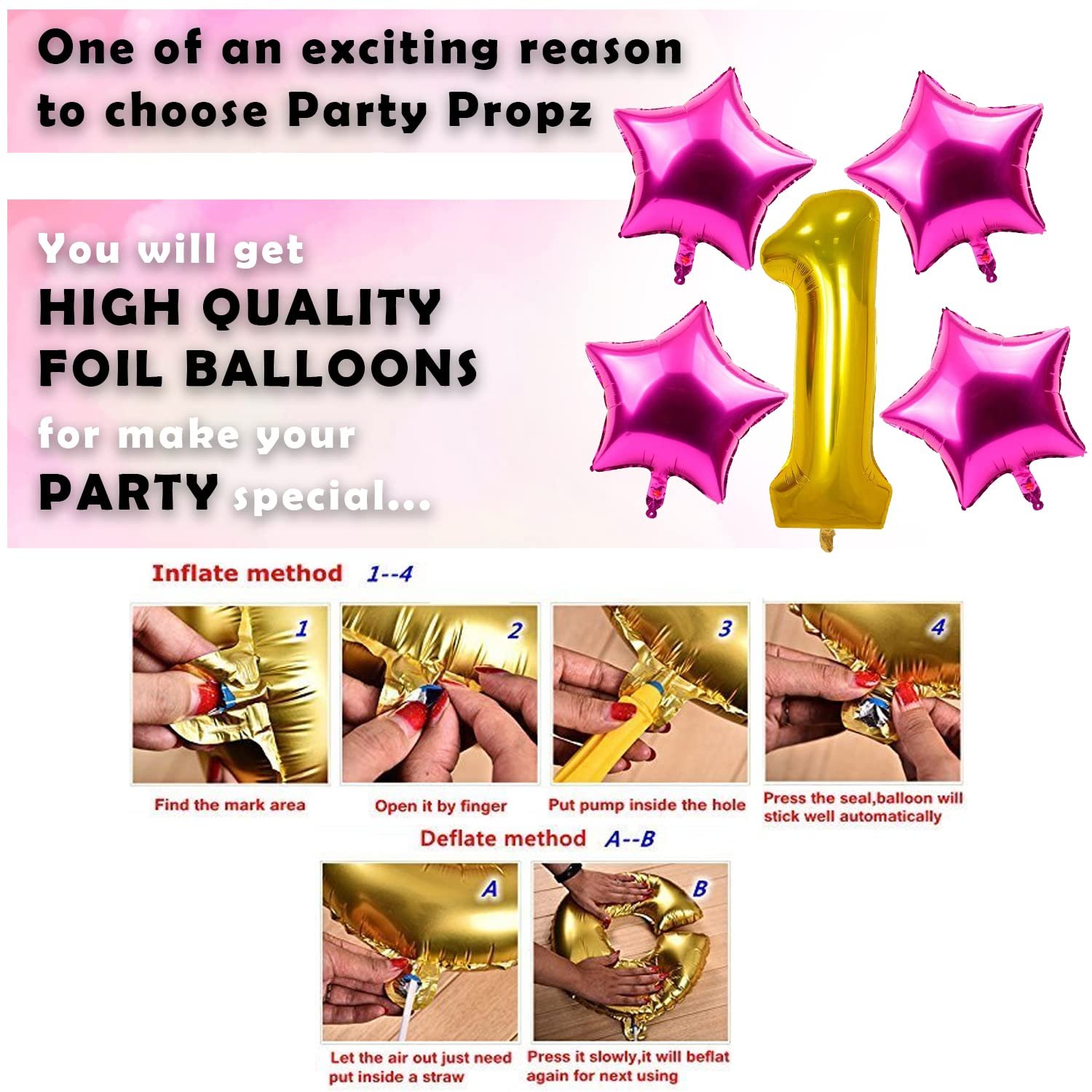 Girls First Birthday Decorations Items Combo 63Pcs for Baby Girl 1st Bday Decor/Photo Booth Backdrop Decoration materials/1st Birth Day Party Décor/Stylish Latest Pink White Birthday Set - Image 6