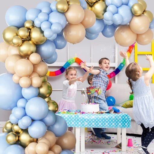 65Pcs Blue and Nude Balloon Garland Kit, Baby Shower Balloons Arch Kit with Macaron Blue and Nude and Gold Latex Balloons for Boys Girls Birthday Wedding Welcome Baby Engagement Party Decorations - Image 7