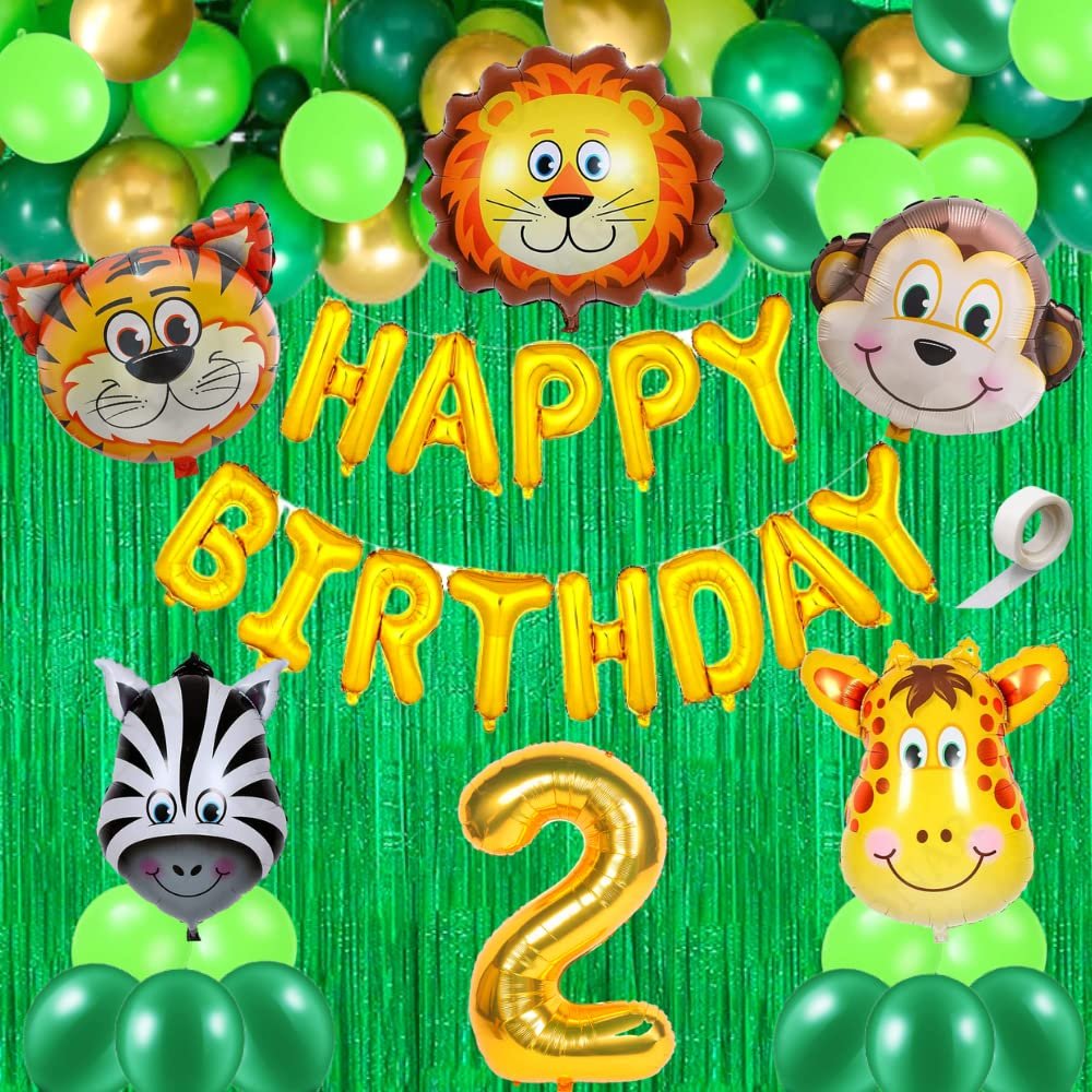 40 Pcs 2nd Birthday Decoration For Boys Animal Theme Birthday Party Decorations (Pack of 40, Multicolor)