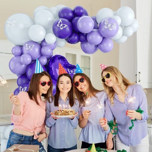 Purple Theme Party Balloons for Birthday, 65pcs Purple Balloons Garland Arch Kit, Pastel Purple Balloons Arch Kit with Heart Shaped Foil Balloon for Birthday Decoration Baby Shower Wedding - Image 6