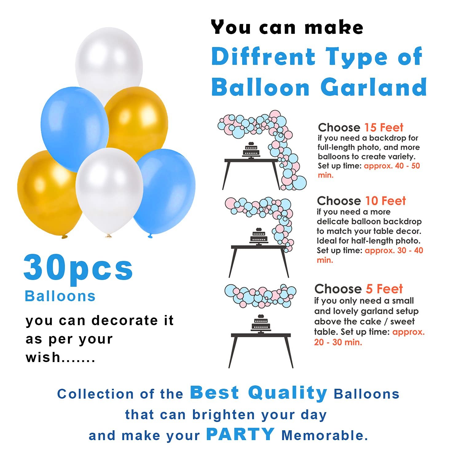 Birthday Decoration kit for 1st Birthday Boys-37Pcs with Foil Curtain / Bday Supplies Items with Blue HBD Bunting, Number Foil Baloons/1st Birth Day Props for Kids, Baby/Newborn Gifts Set - Image 4