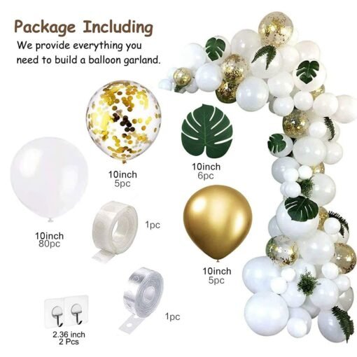 White Balloon For Decoration- Pack Of 100 White And Gold Balloons For Decoration/Birthday Decoration Kit/Metallic Balloon Decoration/Birthday Decoration Items Set - Image 2