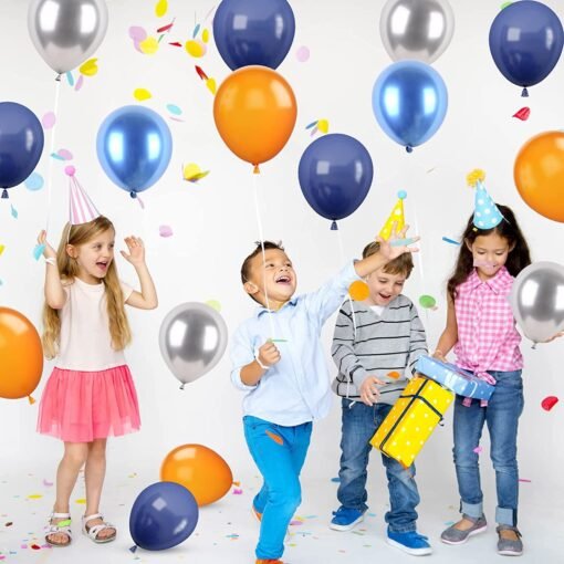 Blue and Orange Balloon Garland Arch Kit, Navy Blue Metallic and Orange Balloons Metallic Silver Balloons for Space Party Supplies, Party Balloons for Outer Space Theme Birthday Baby Shower Decoration - Image 7