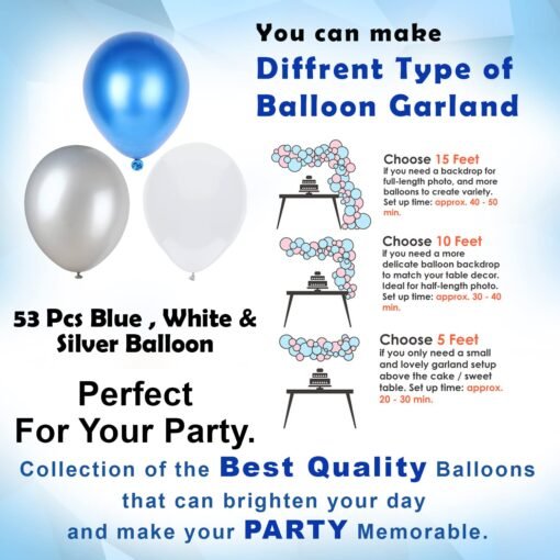 Blue Birthday Decoration Items-Huge Combo Of 61 Pcs Birthday Decoration Items For Boys|Metallic Confetti Balloons For Birthday Decorations|Birthday Decorations For Husband, Men - Image 6
