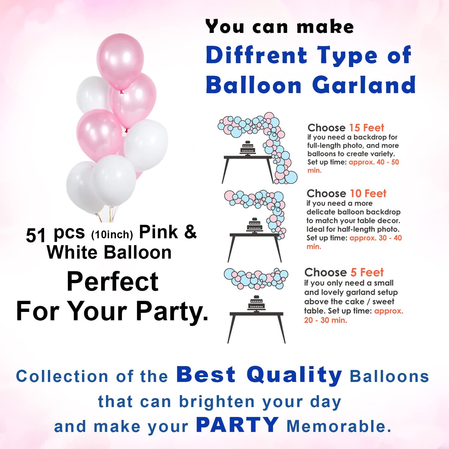 Girls First Birthday Decorations Items Combo 63Pcs for Baby Girl 1st Bday Decor/Photo Booth Backdrop Decoration materials/1st Birth Day Party Décor/Stylish Latest Pink White Birthday Set - Image 4