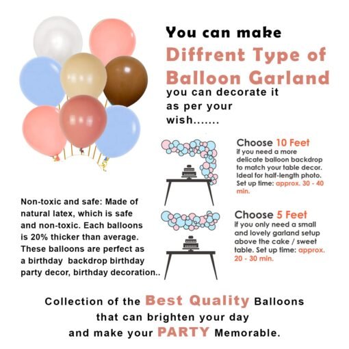 Rubber Pastel Birthday Decoration Items-66 Pcs Birthday Balloons For Birthday Decoration|Pastel Colour Balloons|Golden Happy Birthday Banner|Brown Theme Birthday Decoration For Boys - Image 3