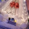 34Pcs White Red Foil Balloon with Green Leaf String for Decoration | Party Supplies Birthday Decorations for Girls Boys, Balloons, Net Backdrop, Led Light for Party Decoration (White Gold Red) Size - 10Ft X 5Ft