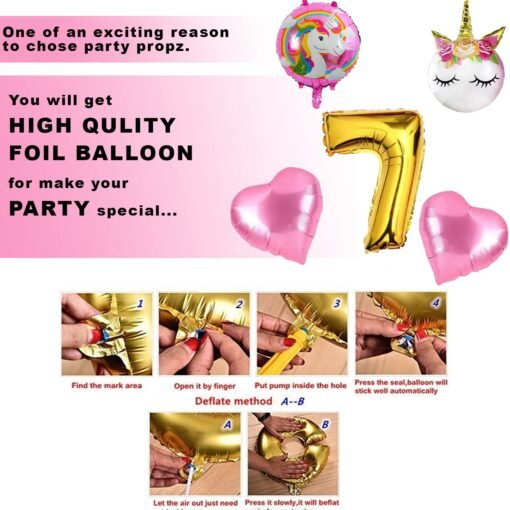 Rubber Unicorn Theme Birthday Decorations Items Combo Set- 7Th Birthday 51Pcs Kit For Happy Birthday Decoration Kit For Girls / Unicorn Birthday Decorations 7 Year Baby ,Multicolor - Image 6