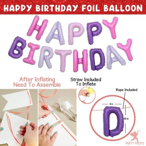 Rubber Unicorn Theme Birthday Decorations Items Combo Set- 7Th Birthday 51Pcs Kit For Happy Birthday Decoration Kit For Girls / Unicorn Birthday Decorations 7 Year Baby ,Multicolor - Image 4