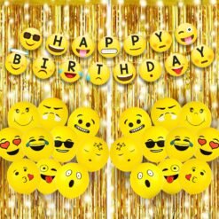 Emoji Theme Birthday Decoration Kit - Pack of 54Pcs, Smiley Birthday Theme For Kids | Smiley Balloons for Birthday Decoration | Happy Birthday Banner(Cardstock) | Birthday Decoration Kit
