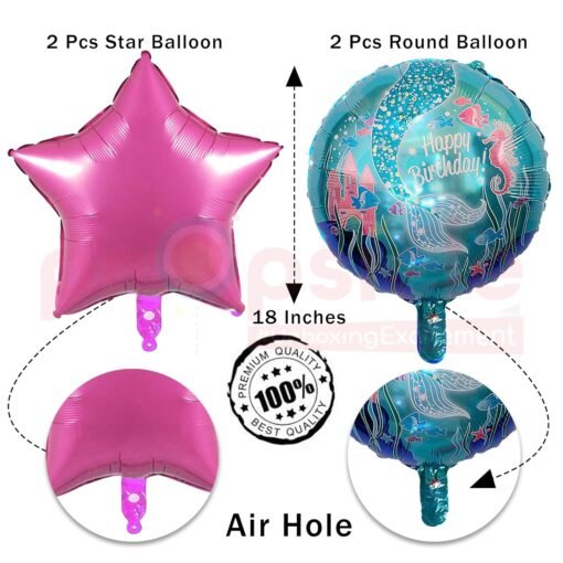 Birthday Foil Mermaid Theme Birthday Decoration Balloon Green Pack of 5 Girl Birthday Party Supplies Item… - Image 4