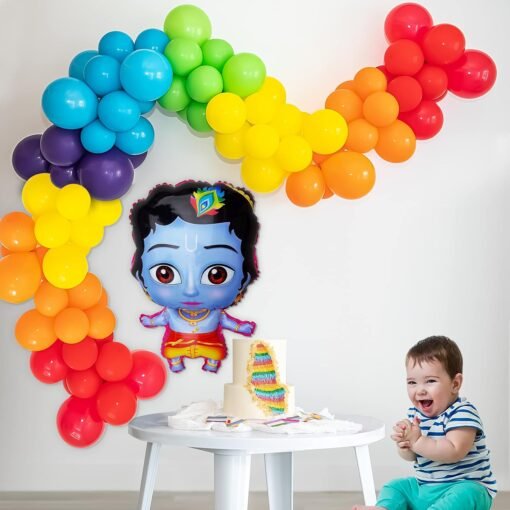 krishna janmashtami multi colour balloons for decoration items little krishna purple, yellow, red, green, orange, blue balloons for decoration 63 items - Image 6
