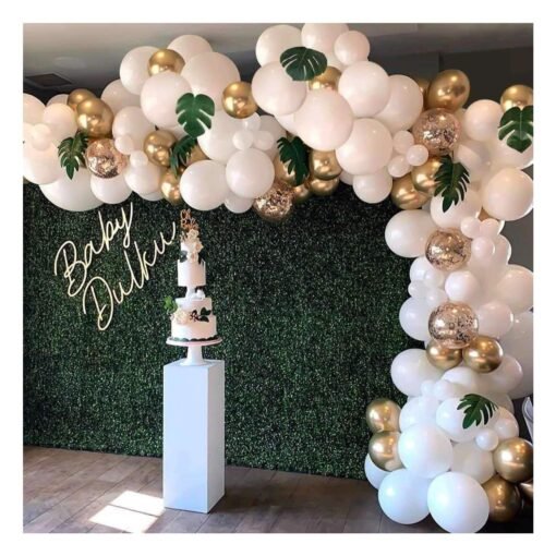 White Balloon For Decoration- Pack Of 100 White And Gold Balloons For Decoration/Birthday Decoration Kit/Metallic Balloon Decoration/Birthday Decoration Items Set