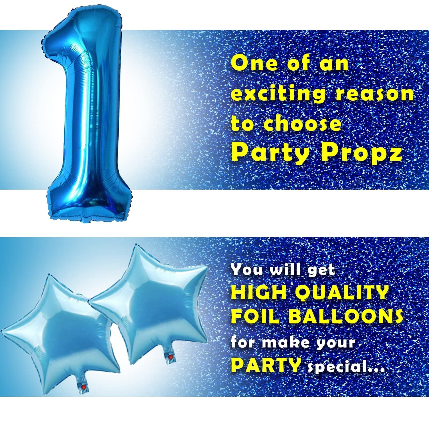 Birthday Decoration kit for 1st Birthday Boys-37Pcs with Foil Curtain / Bday Supplies Items with Blue HBD Bunting, Number Foil Baloons/1st Birth Day Props for Kids, Baby/Newborn Gifts Set - Image 6