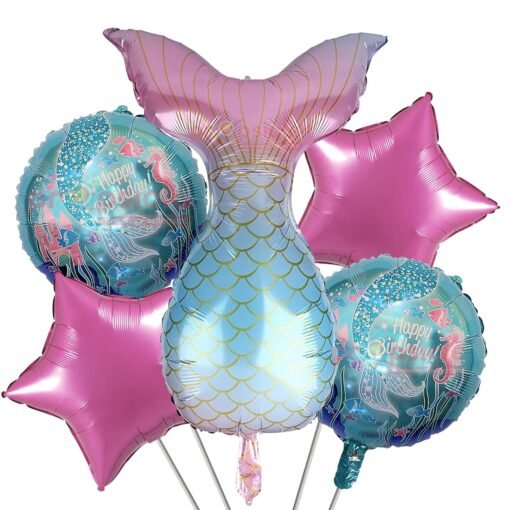 Birthday Foil Mermaid Theme Birthday Decoration Balloon Green Pack of 5 Girl Birthday Party Supplies Item…