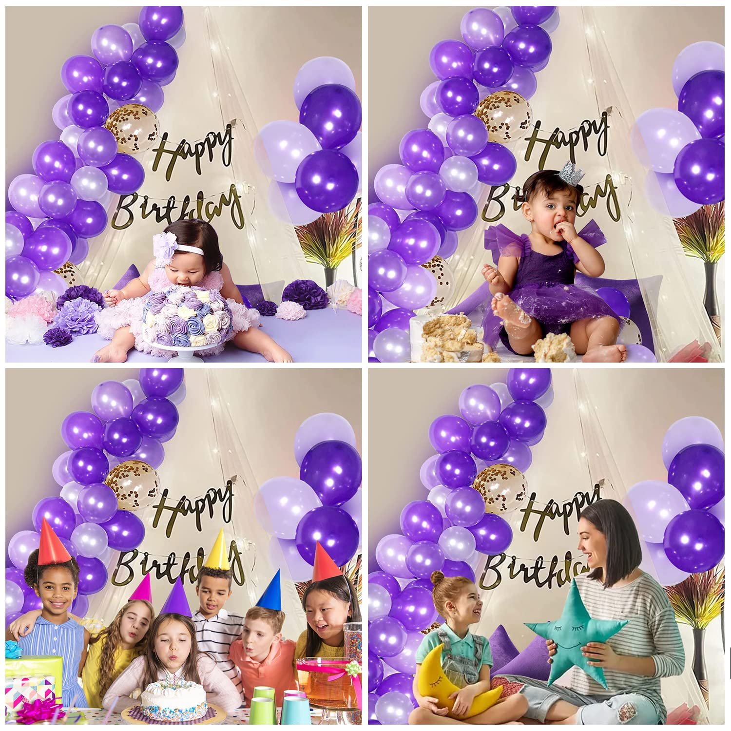 Purple Birthday Decoration Items - 26 Pcs, Happy Birthday Decoration For Girls | Cabana Tent For Birthday Decoration Items For Women, Girl | Canopy Tent For Decorations | Balloons, Lights - Image 7