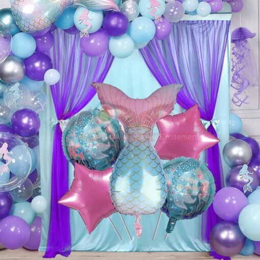 Birthday Foil Mermaid Theme Birthday Decoration Balloon Green Pack of 5 Girl Birthday Party Supplies Item… - Image 6