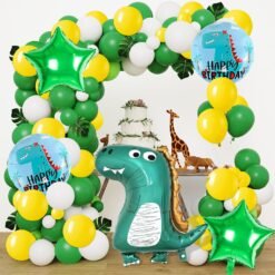 Theme Happy Birthday Decoration Items for Girl, Boy, Kids Dinosaur Balloons Decorations, Jungle Theme Birthday Balloons, Dinosaur Party Decorations Pack of 80 Pcs