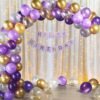 Purple and Golden with White Net Curtain for Birthday Decoration Combo Kit for Boys & Girls Kids || Balloons for Birthday Decorations || Birthday Decorations for Wife ( Pack of 53 pcs )