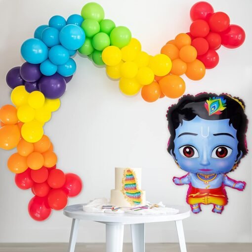 krishna janmashtami multi colour balloons for decoration items little krishna purple, yellow, red, green, orange, blue balloons for decoration 63 items