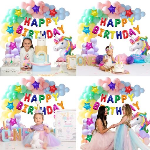 Unicorn Theme Latex Birthday Decorations Items Multicolor Combo Set 51Pcs Kit For Happy Birthday Decoration Kit For Girls Unicorn Birthday Decorations Baby Birthday Decoration Items - Image 6
