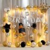 Happy Birthday Balloons Decoration Kit - 42Pcs Set for Boys Husband Balloons Decorations Items Combo with Cheers Foil Balloon Crown Foil, Age Perfect, Metallic Balloons With Fairy Light