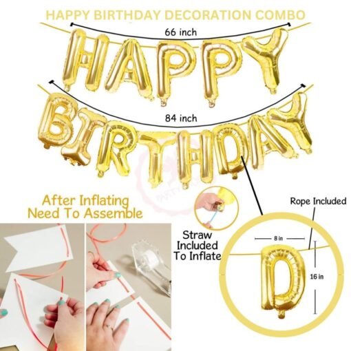 Happy Birthday Decoration Items Kit - 60Pcs Red and Golden Metallic Balloon Combo For Wife Girlfriend Boyfriend Husband - Image 3