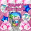 Happy Birthday Decoration Mermade Theme Combo Kit Items With Metallic Balloons Foil Curtain Shimmer For Little Kids Theme Birthday Party Decorations Pink Pack of 39