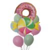 Donut Candy Foil with Pastel Latex Balloon Combo of 9 Pcs