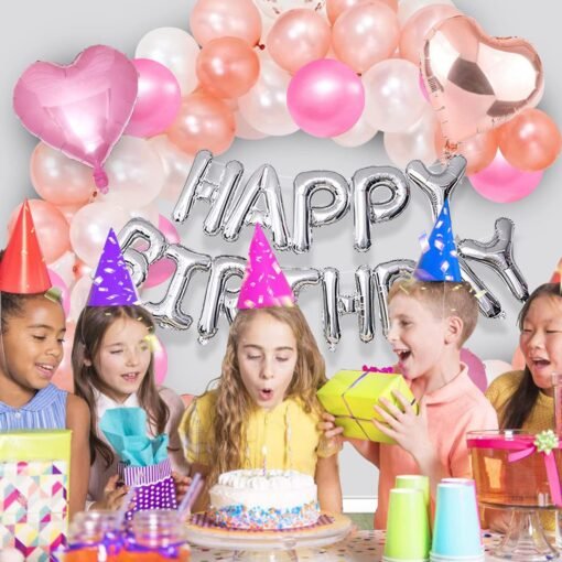 Birthday Decoration Items For Wife - 62 Pcs Birthday Balloons For Girls|Heart Shape Balloons|Heart Shape Balloons For Decoration|Pink Balloons|Rose Gold Birthday Decoration Kit - Image 6