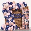 61 Pcs Rose Gold Blue Pink Balloons birthday decoration kit combo, Light Pink White Balloons Confetti Latex Metallic birthday balloons for decoration, birthday decoration for girls, Baby Shower, birthday decoration for husband, Wedding Party Decorations Supplies