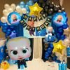 Boss Baby Birthday Party – Combo Pack of 45 Balloons & Happy Birthday Banner | Boss Baby Foil Balloons 5 Pcs Set | 40 Metallic Balloons | Happy Birthday Banner (Boss Baby 3)