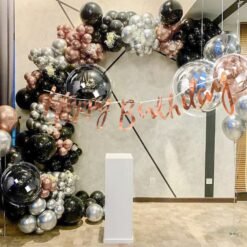 Rose Gold Black Silver Balloons Birthday Combo Pack Of 52 Pcs Golden Happy Birthday Banner For Party Decoration