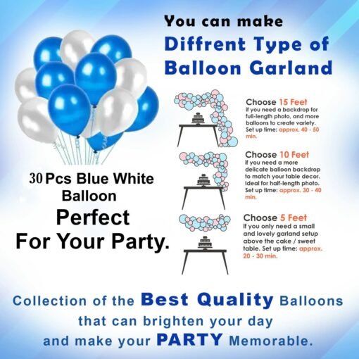 Baby boy 1st happy birthday party decorations combo pack blue colour theme (61 Pcs Blue Pack) - Image 4