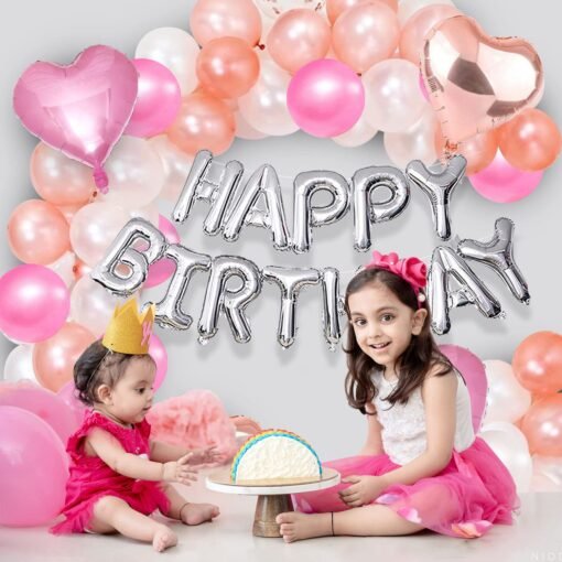 Birthday Decoration Items For Wife - 62 Pcs Birthday Balloons For Girls|Heart Shape Balloons|Heart Shape Balloons For Decoration|Pink Balloons|Rose Gold Birthday Decoration Kit - Image 7