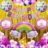 No 4 Gold Balloons with Rainbow Theme Birthday Decoration Items or Kit Multicolor Foil of 13 Letters with 30 HD Metallic Purple , Pink & White Balloons birthday celebration Theme Party Decoration Baby Shower + 1 Pc Big Rainbow Cloud Foil + 18 " inch 4 Pcs Rainbow Round Shape Foil Balloons for Party Supplies Boys ,Girls & Kids + 18 " inch 2 Pcs Dark Pink Star Shape Foil Balloons + 2 Gold Foil Fringes Curtains + 4th Birthday or 4th Year Birthday Gold Foil Balloon (Pack of 53)