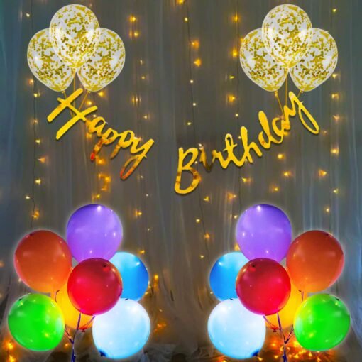 Happy Birthday Unicorn Decoration Kit Combo - 23Pcs Set Bday Banner, Confetti Balloon, Led Balloon With Led Fairy Light For Kids, Husband Girls, Boys / Birthday Rubber Balloon(Multi).