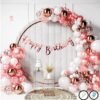 Birthday Decoration Kit 60 pc – Rose Gold and White Metallic Balloons Combo with Birthday Banner, Arc, Glue Dot for girls Kids Baby Birthday Decoration Items | Birthday Decoration Combo