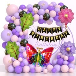 Butterfly Theme Happy Birthday Balloons Decorations Combo Set for Girls, Kids Birthday Décor, 2nd Birthday Decorations for Girls Butterfly Theme Pack of 74 Pcs