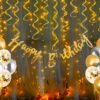 Happy Birthday Decoration Kit Combo with Fairy Led Light 29pcs Set Banner, Metallic, Confetti Balloon, Swirls For Boys, Girls, Kids, Wife, Women, 16th, 18th, 21st, 30th Party Supplies