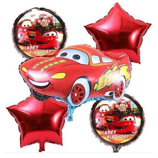 Queen Car Theme Birthday Decorations - 68pc Combo - 60 Multicolor Balloons, 1 Car Theme Foil Balloons set of 5, 1 Banner, 2pc Black curtain ( Car Birthday Theme Decoration ) - Image 4