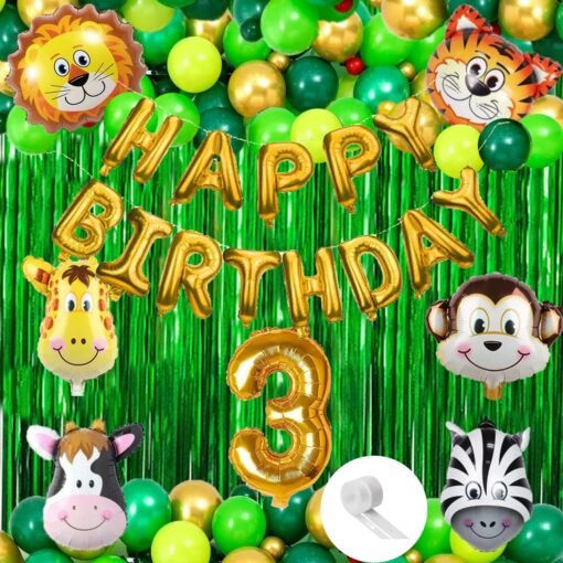 Jungle Theme 3rd Birthday Decoration - 3rd birthday decoration for Boys, 3 Year Birthday Decorations for Girls | Third Birthday Decoration