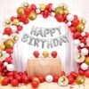 Red & Golden Birthday Decoration Items 80 Pcs Combo Pack for Boys Girls Kids Husband Wife - Happy Birthday Foil Balloons, Golden Confetti Balloons, Golden Chrome Balloons, Metallic Balloons, Arch Strip (Red & Golden)